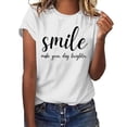 thumbnail image 1 of DHFJKG Womens Summer Top Casual Short Sleeve T Shirt Loose Fit Round Neck Letter Printed Graphic Tee For Daily Wear Versatile Tops, 1 of 4