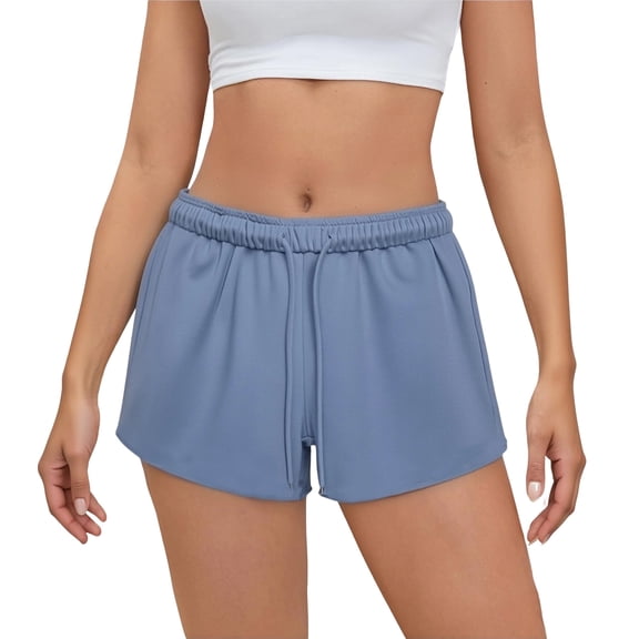 DHFJKG Womens Sweat Shorts Athletic Drawstring Elastic Waist Comfortable Stretchy Mid Rise Solid Color Running Shorts For Yoga Workout Stylish Bottoms