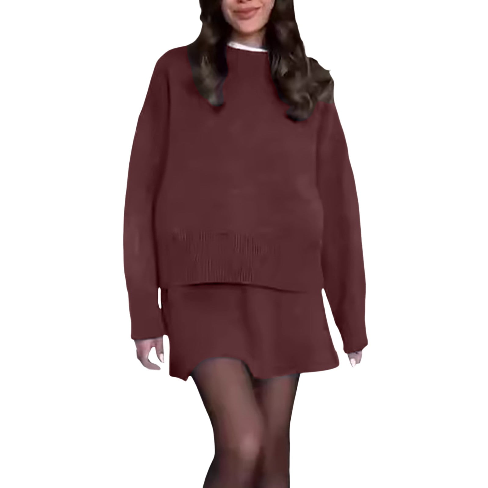 DHFJKG Womens Sweater Sets Two Piece Outfits Knitted Crew Neck Long ...