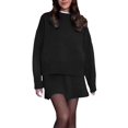 thumbnail image 1 of DHFJKG Womens Sweater Sets Two Piece Outfits Knitted Crew Neck Long Sleeve Sweaters Mini A-Line Skirts Solid Color Matching Set Versatile Outfit, 1 of 6