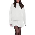 thumbnail image 1 of DHFJKG Womens Sweater Sets Two Piece Outfits Knitted Crew Neck Long Sleeve Sweaters Mini A-Line Skirts Solid Color Matching Set Versatile Outfit, 1 of 6