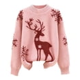 thumbnail image 1 of DHFJKG Womens Sweaters Christmas Reindeer Pattern Loose Fit Crewneck Long Sleeve Knitted Top Fall Winter Xmas Holiday Elk Soft Jumper Tops, 1 of 3