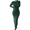 thumbnail image 1 of DHFJKG Womens Sweaters Dress Knit Jacquard Solid Color Long Sleeve Crewneck Slim Fit Bodycon Maxi Dress Winter Ankle-Length Versatile Dresses, 1 of 4