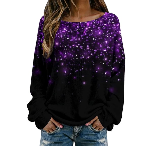 DHFJKG Womens Sweaters Knitted Long Sleeve Shirts Printed Crewneck Loose Fit Pullover Carnival Casual Spring Stylish Tops