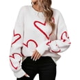 thumbnail image 1 of DHFJKG Womens Sweaters Oversized Knitted Pullover Heart Print Top Casual Long Sleeve Crewneck Spring Fall Outfits Trendy Tops, 1 of 6