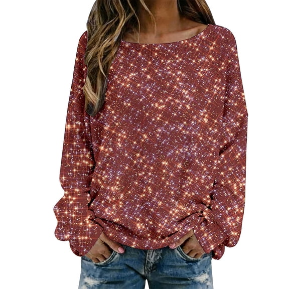 DHFJKG Womens Sweaters Printed Knitted Long Sleeve Shirts Crewneck Loose Fit Pullover Carnival Casual Spring Stylish Tops