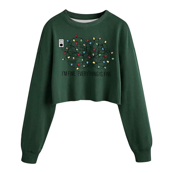 DHFJKG Womens Sweatshirt Crop Top Graphic Long Sleeve Crewneck Pullover Sweatshirt Casual Workout Athletic Wear Athleisure Tops