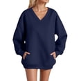 thumbnail image 1 of DHFJKG Womens Sweatshirt Oversized V Neck Long Sleeve Plain Sweatshirt Drop Shoulder Loose Fit Casual Pullover With Pocket Cozy Tops, 1 of 4