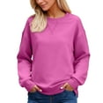 thumbnail image 1 of DHFJKG Womens Sweatshirt Split Hem Crewneck Long Sleeve Casual Loose Fit Pullover Fall Winter Solid Color Soft Tops, 1 of 6
