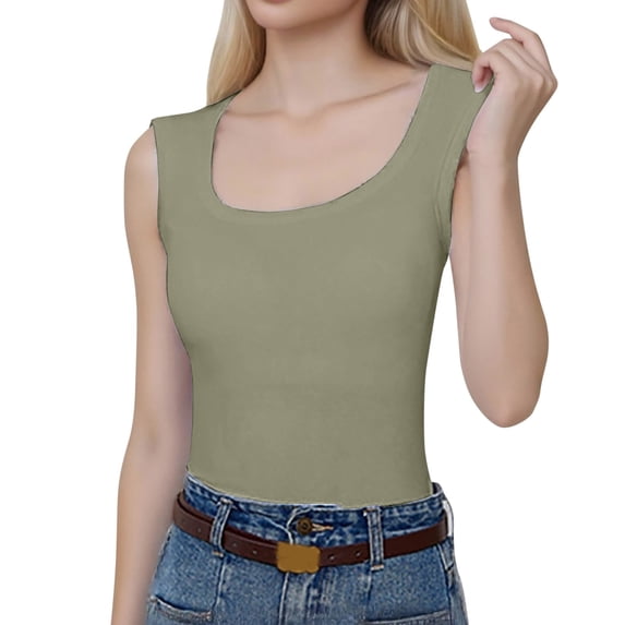 DHFJKG Womens Tank Top Basic Tee Undershirt Sleeveless Workout Yoga Shirt Athletic Gym Solid Color Stylish Tops