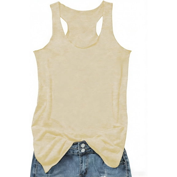 DHFJKG Womens Tank Top Summer Sleeveless Basic Tee Classic Fit Scoop Neck Casual Racerback Solid Color Workout Clothes Versatile Tops