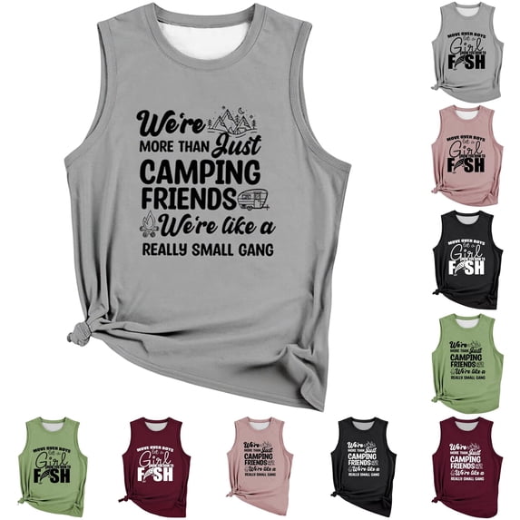 DHFJKG Womens Tank Top With Letter Print Sleeveless Camisole Loose Fit Crew Neck Summer Casual Lightweight Versatile Tops