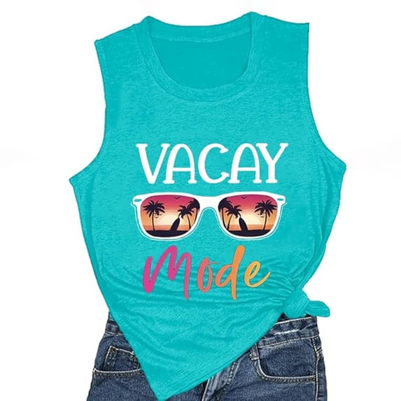 DHFJKG Womens Tank Tops Summer Soft Letter Printed Sleeveless Crewneck Loose Fit Tunic Workout Sports Stylish Tops