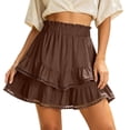thumbnail image 1 of DHFJKG Womens Tiered Skirts High Rise Elastic Waist Ruffle Layered Mini Skirts Summer A Line Versatile Skirt, 1 of 3