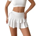 thumbnail image 1 of DHFJKG Womens Tiered Skirts High Waisted Solid Color Casual Dressy Wear Mini Skirts Going Out Trendy Skirt, 1 of 6