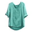 thumbnail image 1 of DHFJKG Womens V Neck T Shirts Loose Fit Solid Color Short Sleeve Basic Tee Comfortable Summer Beach Shirt Soft Tops, 1 of 6