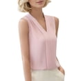 thumbnail image 1 of DHFJKG Womens V Neck T Shirts Sleeveless Tank Top Summer Office Shirts Chiffon Casual Work Dressy Blouses Solid Color Comfortable Tops, 1 of 7