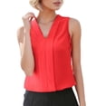 thumbnail image 1 of DHFJKG Womens V Neck T Shirts Sleeveless Tank Top Summer Office Shirts Chiffon Casual Work Dressy Blouses Solid Color Trendy Tops, 1 of 4