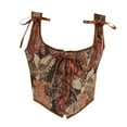 thumbnail image 1 of DHFJKG Womens Vintage Floral Print Corset Grommet Lace Up Tie Front Bustier Shapewear Spaghetti Strap Trendy Waist Cincher Tops, 1 of 2
