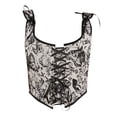 thumbnail image 1 of DHFJKG Womens Vintage Floral Print Corset Grommet Lace Up Tie Front Bustier Shapewear Spaghetti Strap Trendy Waist Cincher Tops, 1 of 2