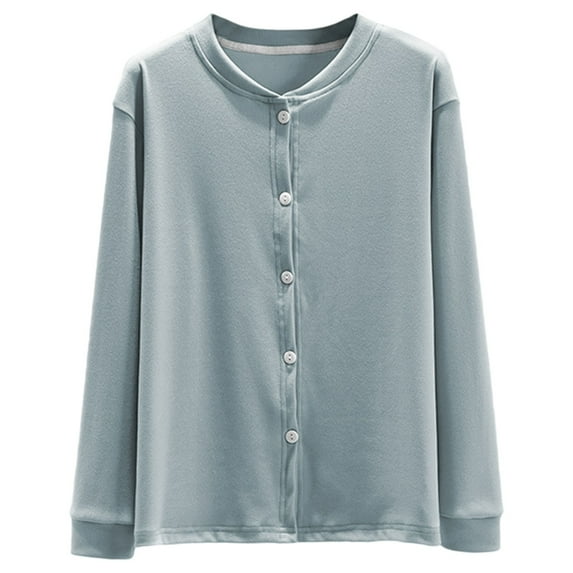 DHFJKG Womens Warm Thermal Tops Loose Fit Button Front Solid Color Cardigan For Home And Outdoors Soft Trendy Coat