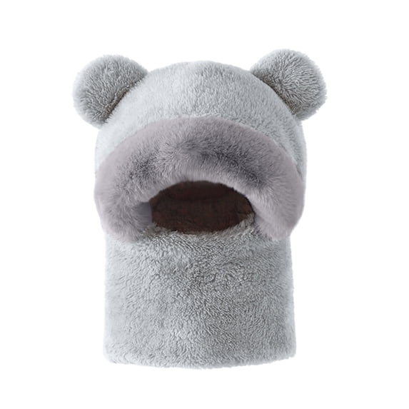 DHFJKG Womens Winter Ears Hooded Scarf Hat Balaclava Thickened Windproof Fluffly Shaggy Warm Integrated Scarf Cute Hats