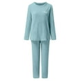 thumbnail image 1 of DHFJKG Womens Winter Flannel Ribbed Pajama Set Thick Thermal Loungewear Loose Fit Fuzzy Pullover Elastic Waist Pants Cozy Homewear 2 Piece Sets, 1 of 7
