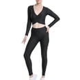 thumbnail image 1 of DHFJKG Womens Workout Set 2 Piece Yoga Tracksuit Seamless Long Sleeve Crop Top Leggings Tummy Control Sportwear Gym Outfits, 1 of 5