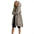 thumbnail image 1 of DHFJKG Womens Zip Up Long Hoodies Solid Color Mid-Length Hooded Jacket With Pockets Winter Leisure Coat, 1 of 6