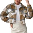 thumbnail image 1 of DHFJKG Woolen Crop Jackets For Women Plaid Long Sleeve Collared Button Down Jacket Autumn Winter Versatile Outerwear, 1 of 5