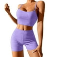 thumbnail image 1 of DHFJKG Workout Sets For Women 2 Piece Ribbed Crop Tank High Waist Shorts Tummy Control Yoga Outfits For Runing Gym Athletic, 1 of 2