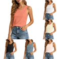 thumbnail image 1 of DHFJKG Workout Tank Tops For Women Rash Guard Lightweight Yoga Running Irregular Hem Summer Basic Top Gym Fitness Activewear, 1 of 6