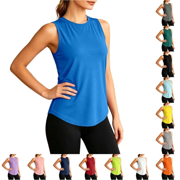 DHFJKG Workout Tank Tops For Women Sleeveless Loose Fit Athletic Shirts Quick Dry Yoga Running Gym Muscle Tank Top