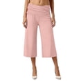 thumbnail image 1 of DHFJKG Yoga Capri Pants For Women Fold Over Low Rise Solid Color Stretchy Soft Cropped Pants Workout Gym Clothes Leisure Trousers, 1 of 6