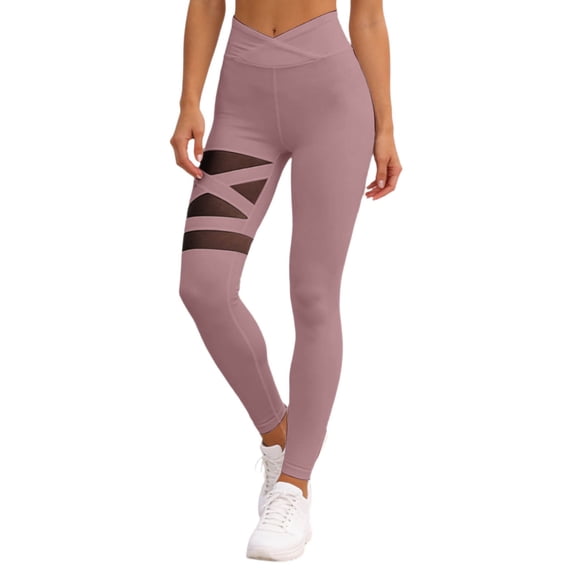 DHFJKG Yoga Pants Women High Waist Buttery Soft Workout Leggings Sexy Mesh Sheer Patchwork Fitness Running Sports Tights Stylish Trousers