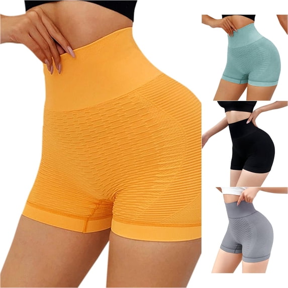DHFJKG Yoga Shorts For Women High Waisted Stretchy Buttery Soft Textured Biker Shorts Leggings For Athletic Workout