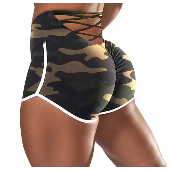 DHFJKG Yoga Shorts Women Workout Biker Compression Leggings Camo Print High Waisted Soft Gym Shorts Cozy Trousers