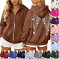 thumbnail image 1 of DHFJKG Zip Up Hoodie Women Rhinestone Wing Graphic Glitter Long Sleeve Sweatshirt Fall Trendy Streetwear Jackets, 1 of 6
