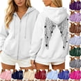 thumbnail image 1 of DHFJKG Zip Up Hoodie Women Rhinestone Wing Graphic Glitter Long Sleeve Sweatshirt Fall Trendy Streetwear Jackets, 1 of 6