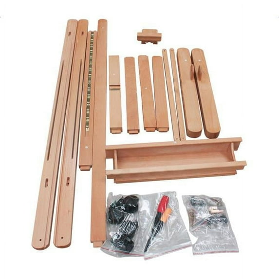 DHJ-02 360-Degree Spinner Wheel Red Beech Wood Rolling Easel Wood Color
