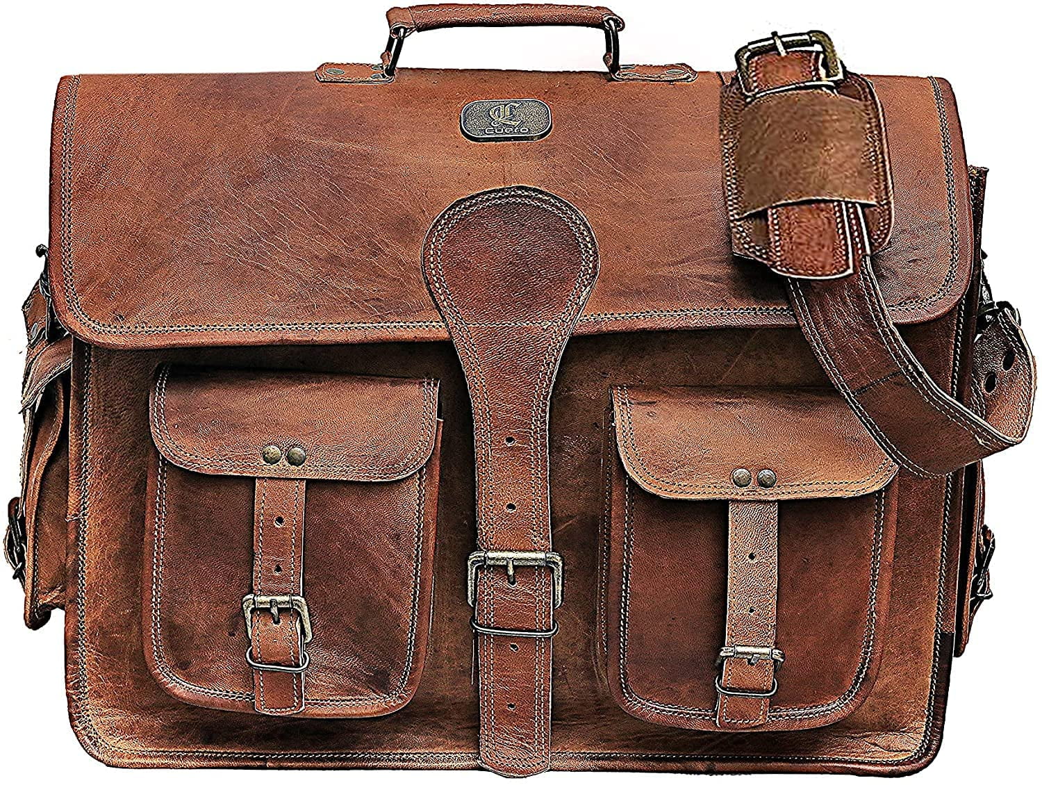 Designer Leather Satchel Backpack Messenger Bag Large Laptop Briefcase Leather Briefcase – 16-Inch Premium Laptop Messenger Bag for  main image 2