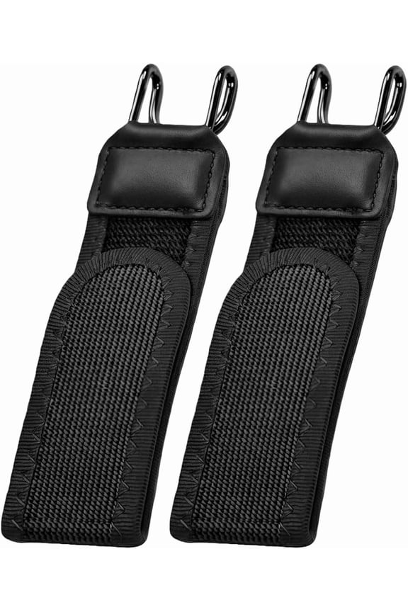 Dhm Adjustable No Buckle Side Belt Strap with Hook and Loop Closure Black 2 Pieces