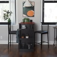 thumbnail image 1 of DHP 3-Piece Counter Height Dining Set with Storage, Walnut/Black, 1 of 17
