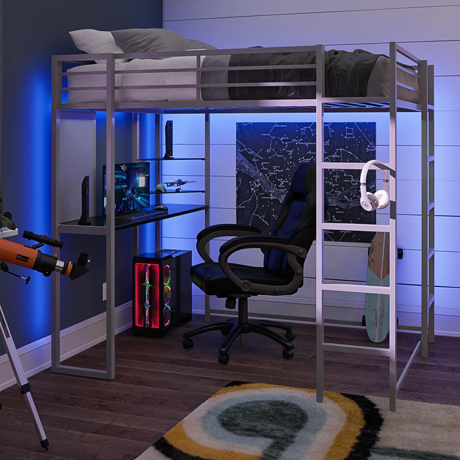 DHP Abode Full Size Metal Loft Bed, Silver - Walmart.com