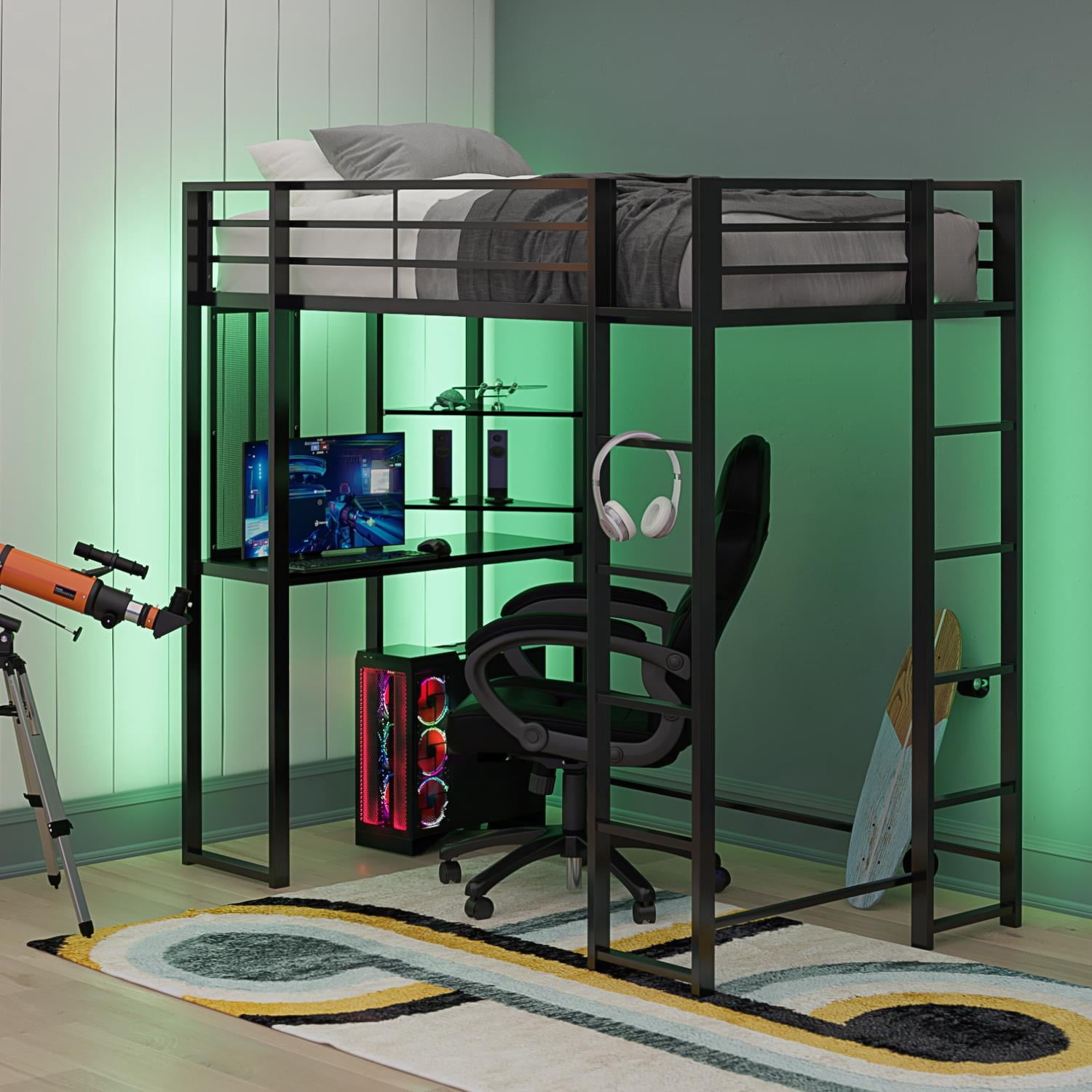 DHP Abode Twin Size Metal Loft Bed, Black - Walmart.com