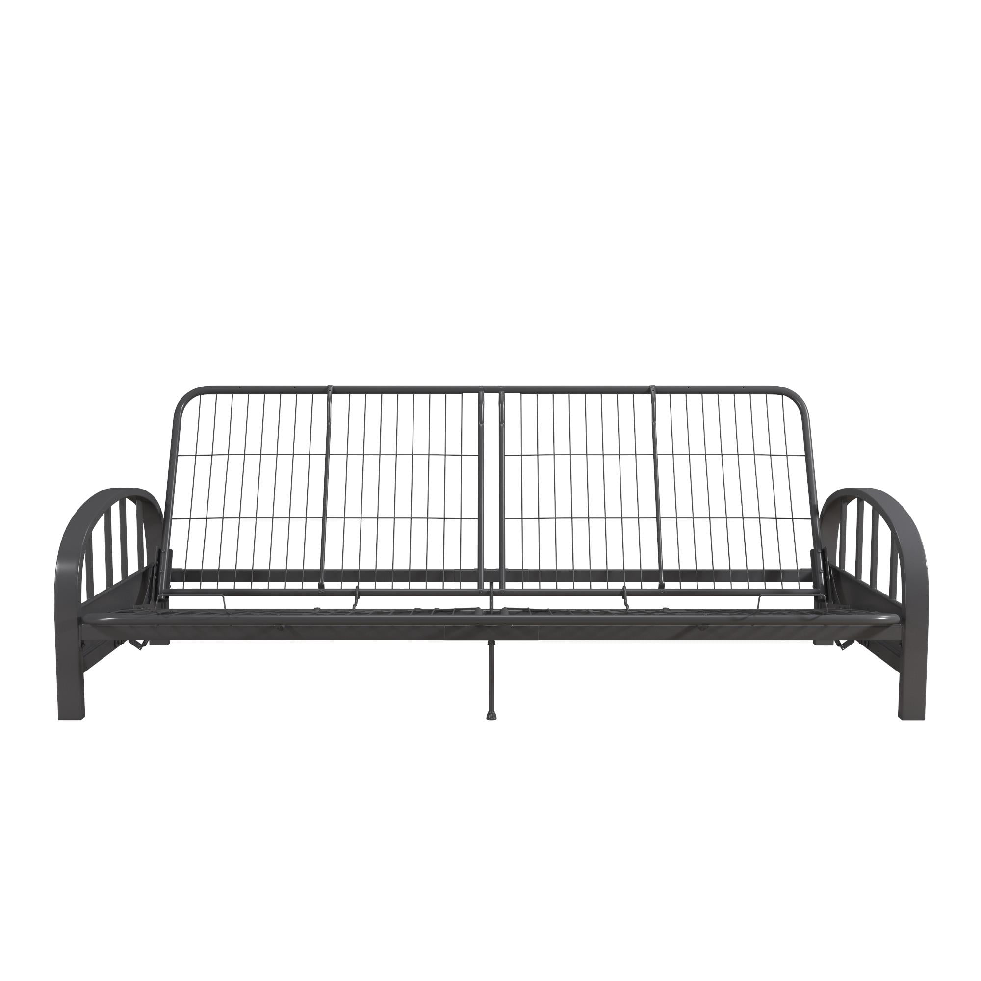 Aiden Gray Metal Futon Frame with Rounded Arms