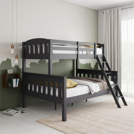DHP Airlie Twin-Over-Full Bunk Bed with Ladder, Slate Gray