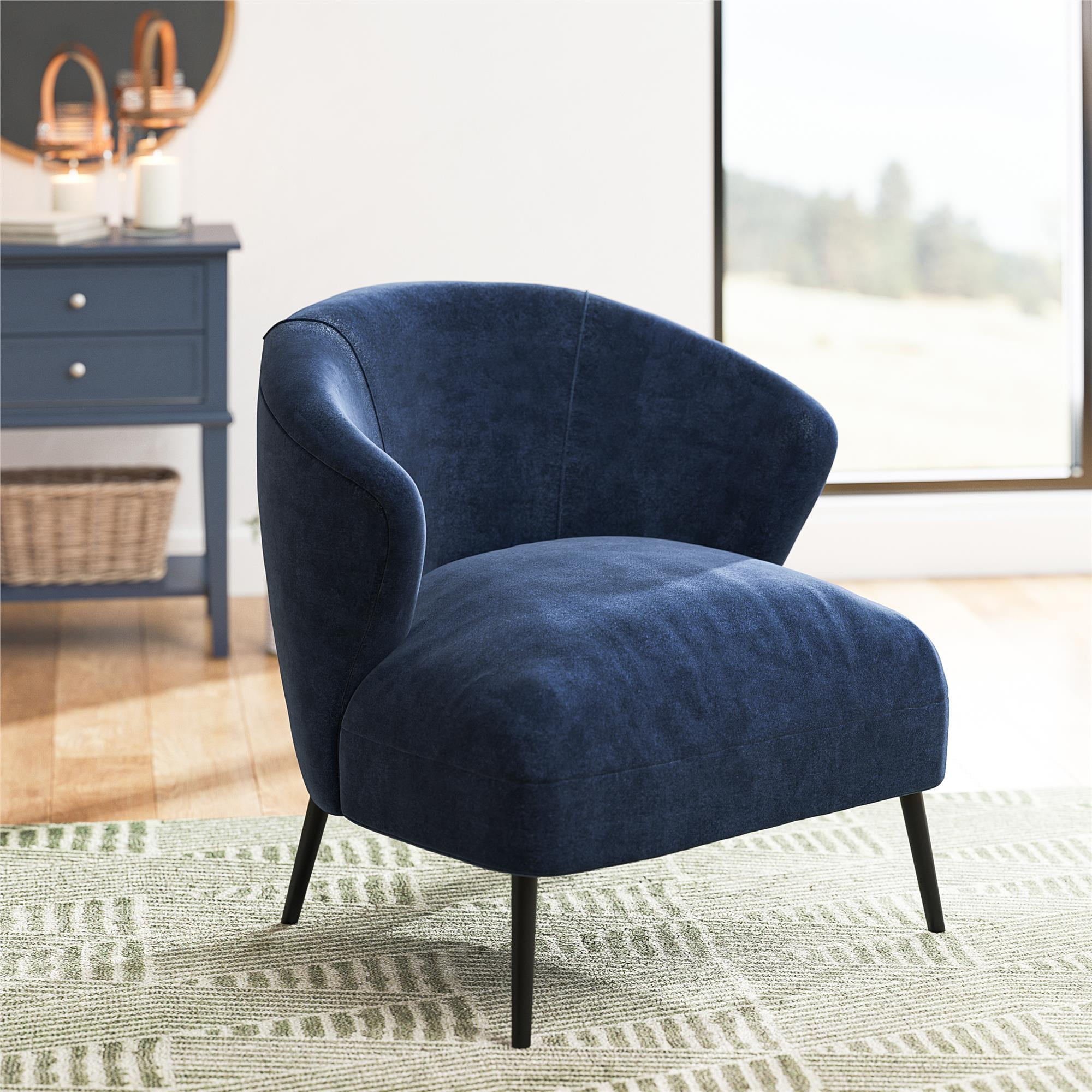 DHP Alice Upholstered Accent Chair, Navy Blue Looped Yarn