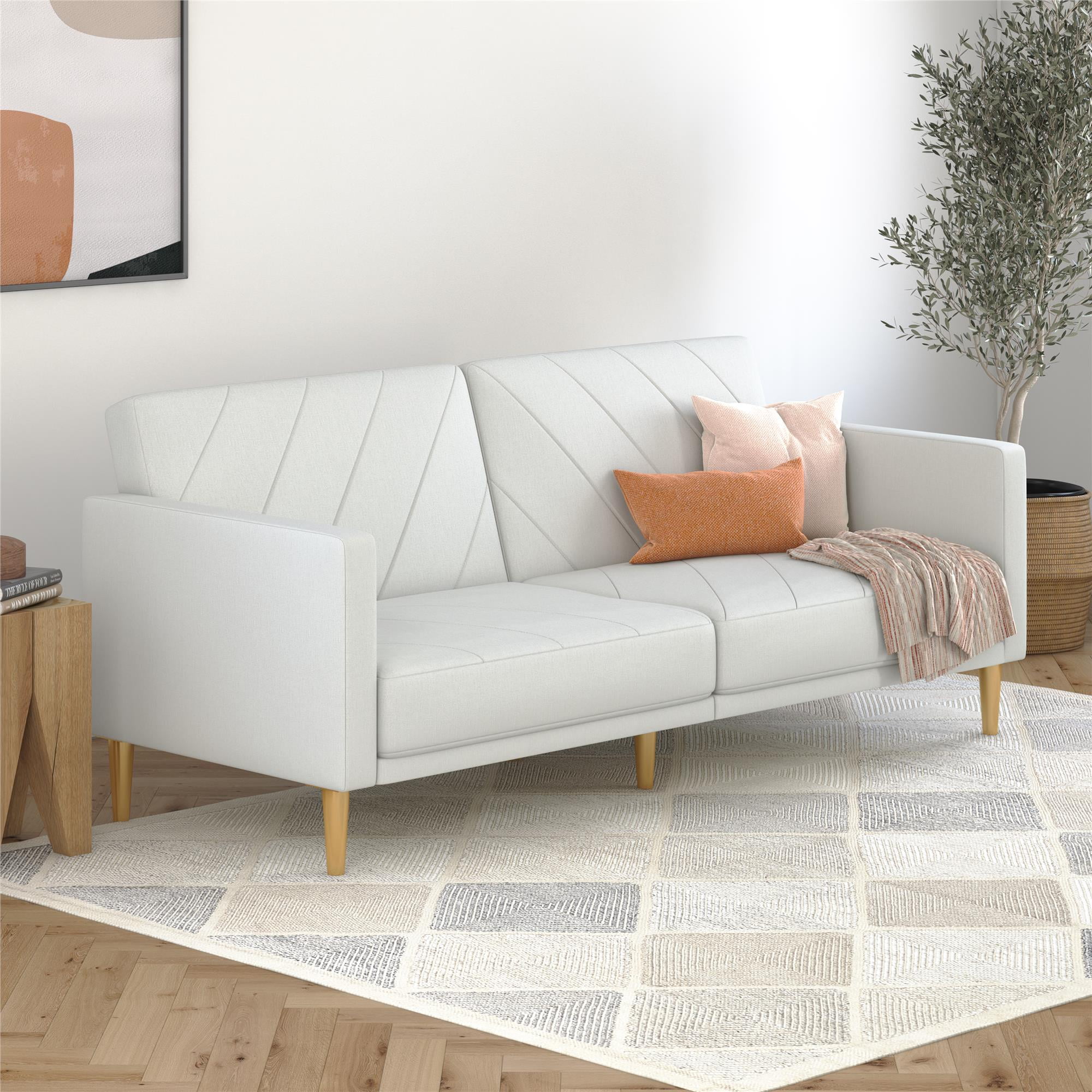 DHP Alicent Futon Sofa Bed and Couch Sleeper, Light Gray Linen
