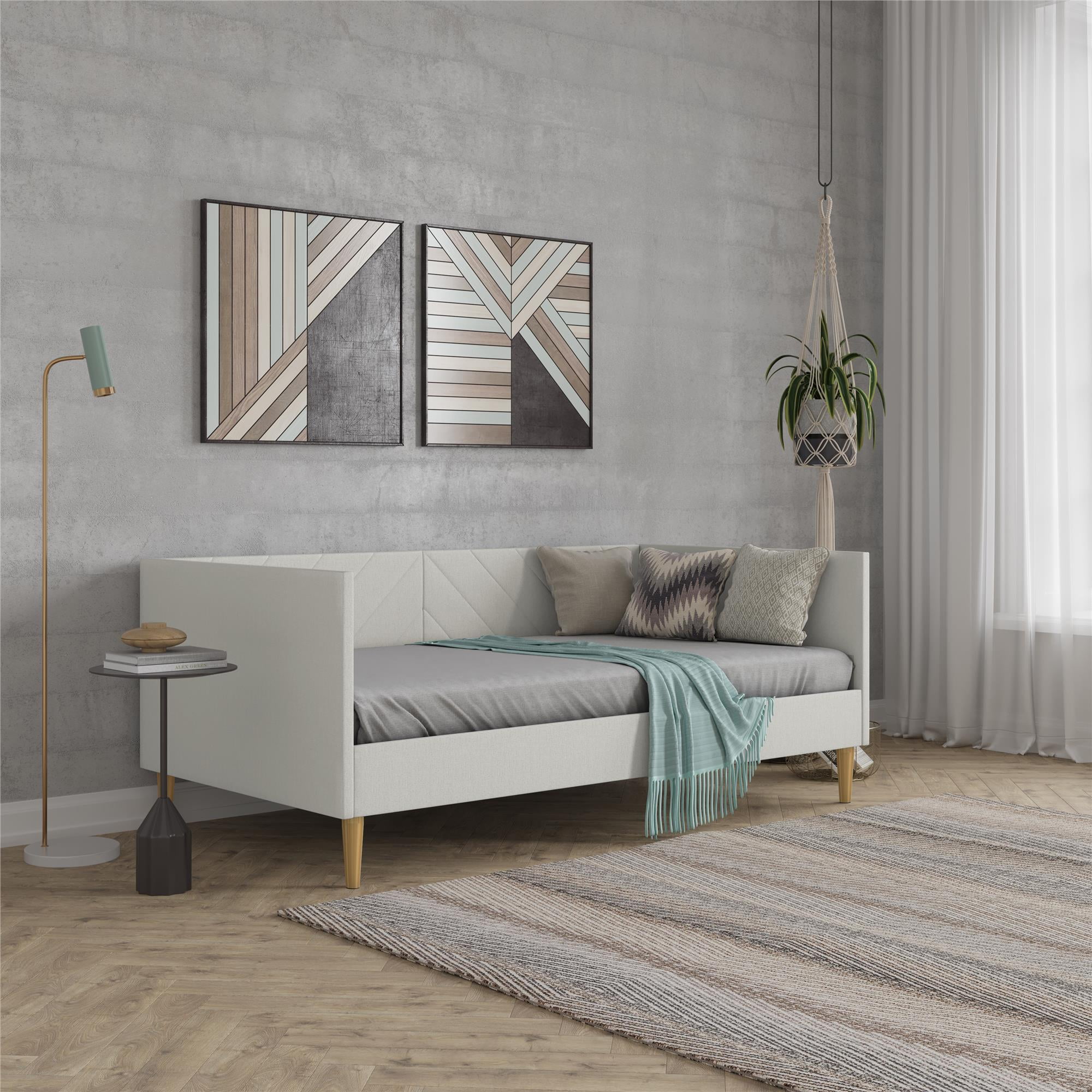 DHP Alicent Twin Upholstered Daybed, Light Gray Linen